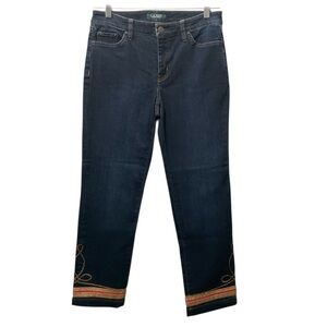 Lauren Ralph Lauren Womens Classic Straight Ankle Jeans Embroidered Womens Sz 4